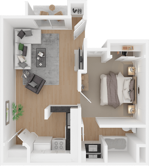 One bedroom one bath floor plan